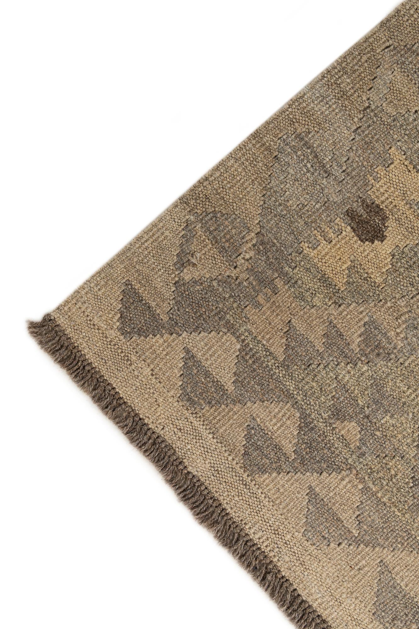 2' 9 x 9' 9 Hand Woven Kilim Maymana Wool Runner Rug