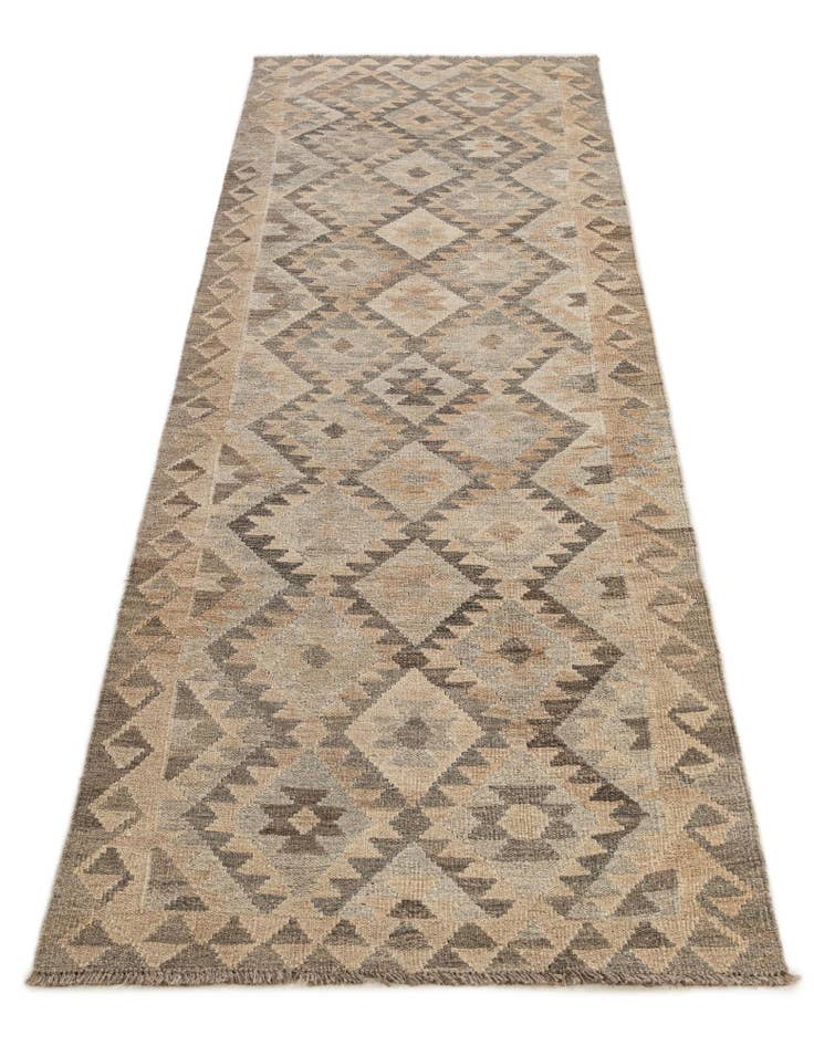 Detail image of 2' 9 x 9' 8 Hand Woven Kilim Maymana Wool Runner Rug
