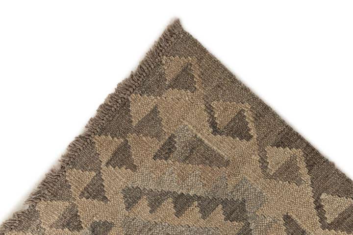 2' 9 x 9' 8 Hand Woven Kilim Maymana Wool Runner Rug