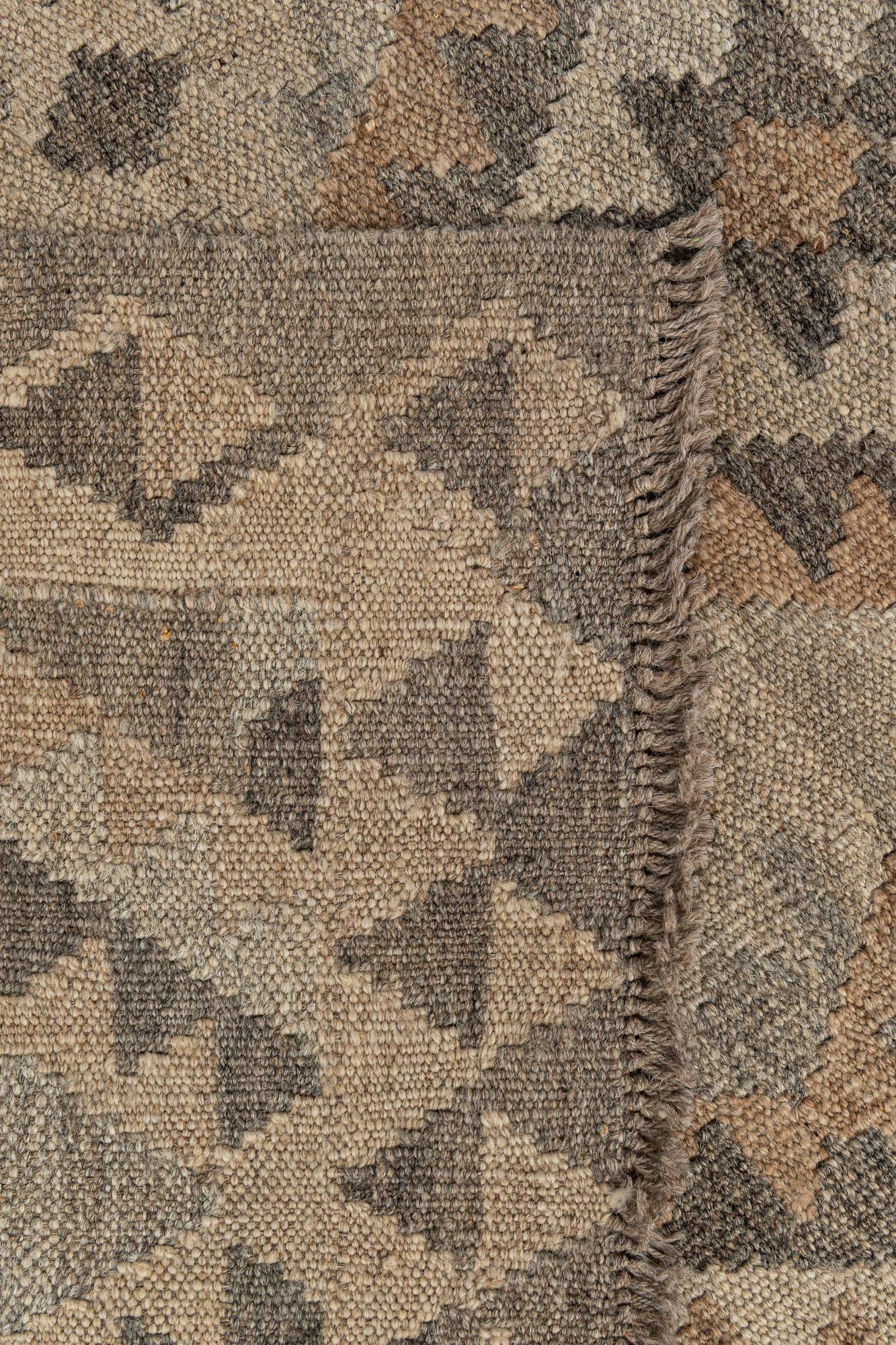 2' 9 x 9' 8 Hand Woven Kilim Maymana Wool Runner Rug