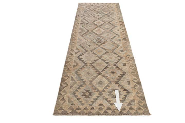 2' 9 x 9' 8 Hand Woven Kilim Maymana Wool Runner Rug
