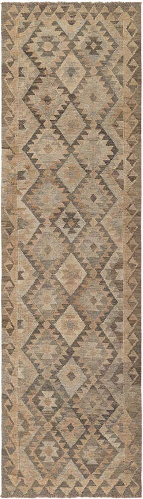 2' 9 x 9' 8 Hand Woven Kilim Maymana Wool Runner Rug