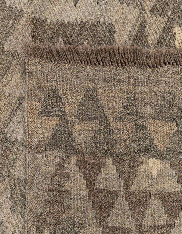 Detail image of 2' 11 x 9' 11  Hand Woven Kilim Maymana Wool Runner Rug