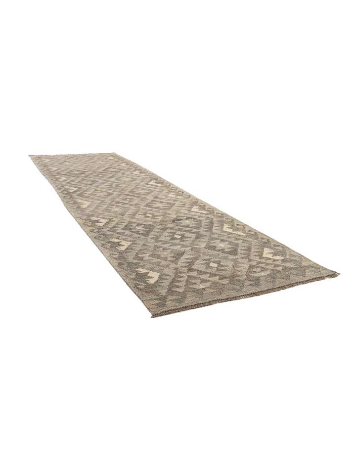 2' 11 x 9' 11 Hand Woven Kilim Maymana Wool Runner Rug