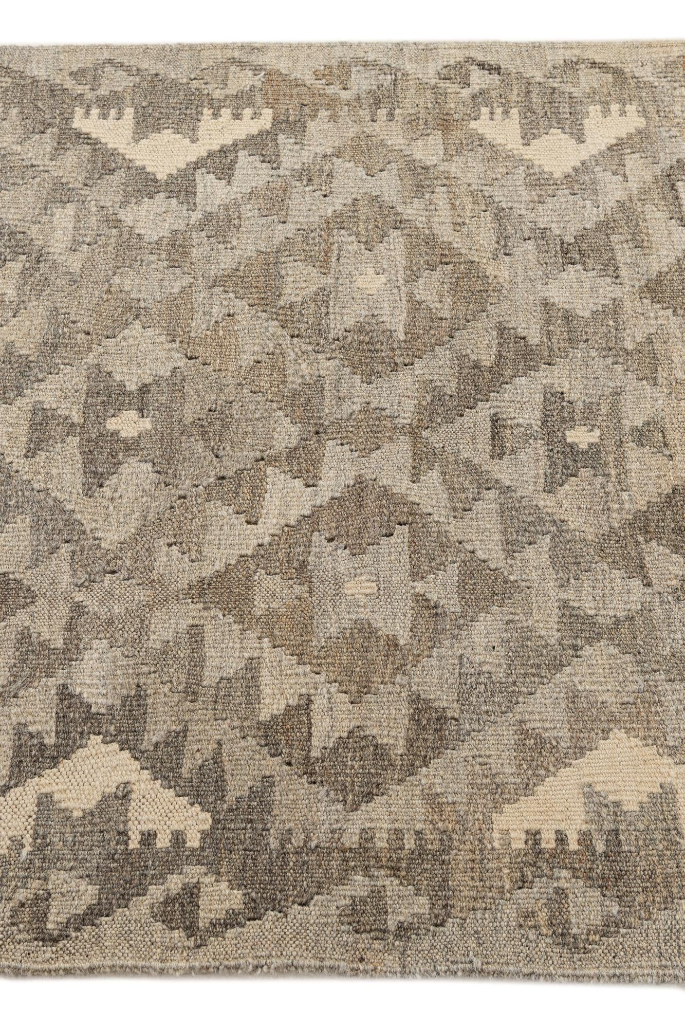 2' 11 x 9' 11 Hand Woven Kilim Maymana Wool Runner Rug