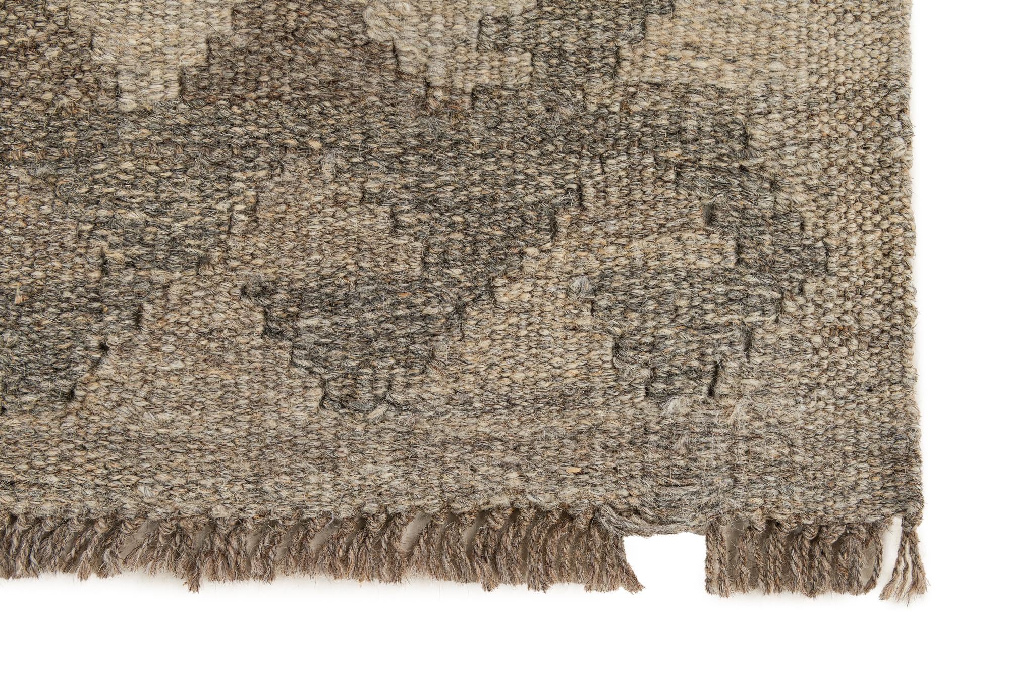 2' 11 x 9' 11 Hand Woven Kilim Maymana Wool Runner Rug