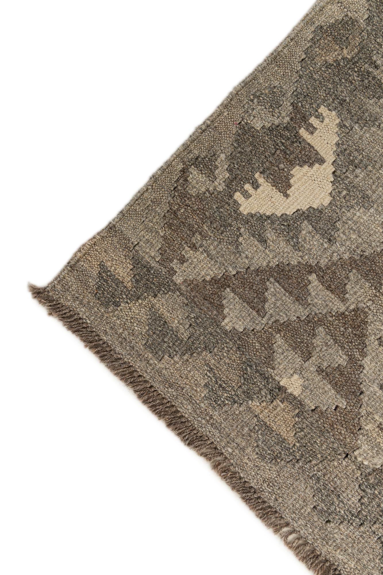 2' 11 x 9' 11 Hand Woven Kilim Maymana Wool Runner Rug