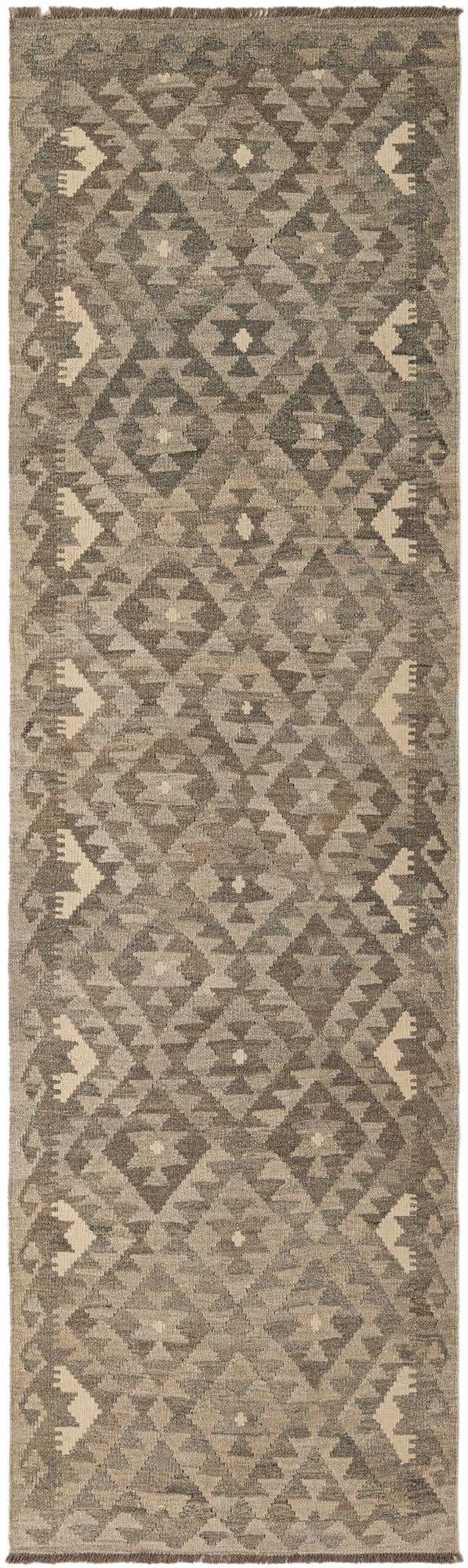2' 11 x 9' 11 Hand Woven Kilim Maymana Wool Runner Rug