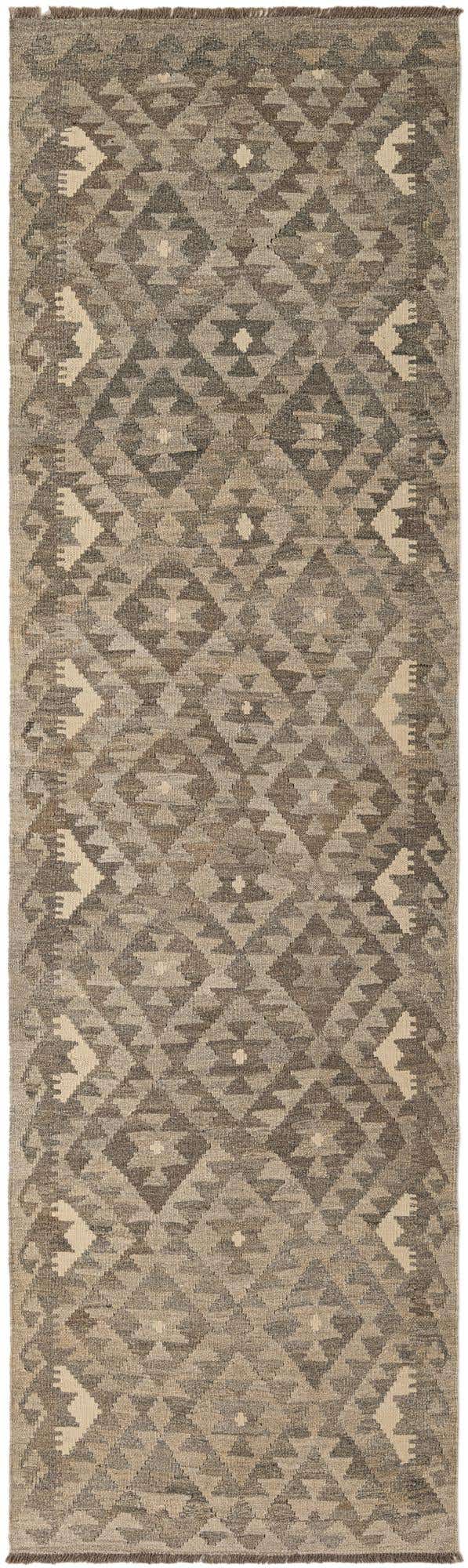 2' 11 x 9' 11 Hand Woven Kilim Maymana Wool Runner Rug