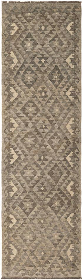 Detail image of 2' 11 x 9' 11 Hand Woven Kilim Maymana Wool Runner Rug