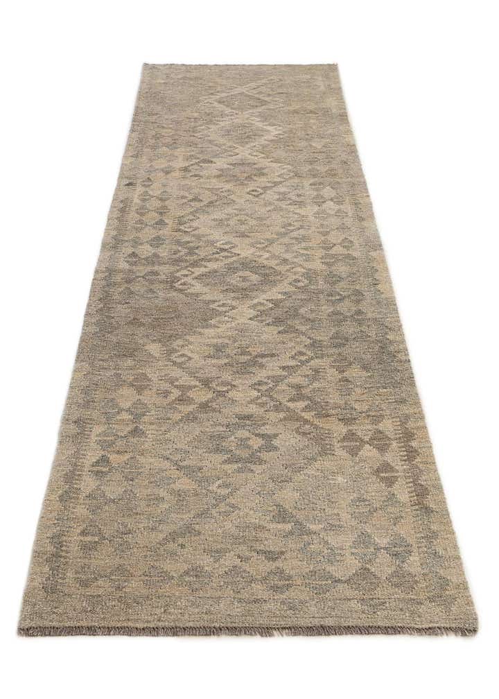 2' 8 x 9' 9 Hand Woven Kilim Maymana Wool Runner Rug
