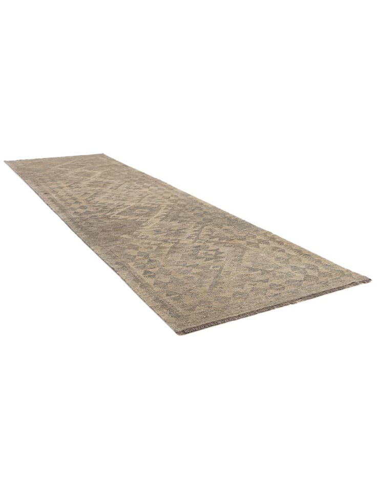 Detail image of 2' 8 x 9' 9  Hand Woven Kilim Maymana Wool Runner Rug