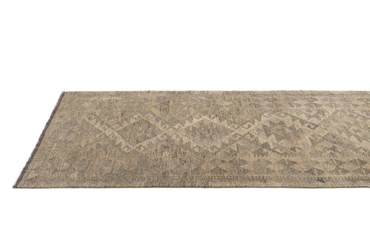 Detail image of 2' 8 x 9' 9 Hand Woven Kilim Maymana Wool Runner Rug