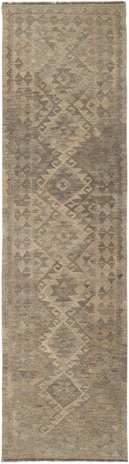 Detail image of 2' 8 x 9' 9 Hand Woven Kilim Maymana Wool Runner Rug