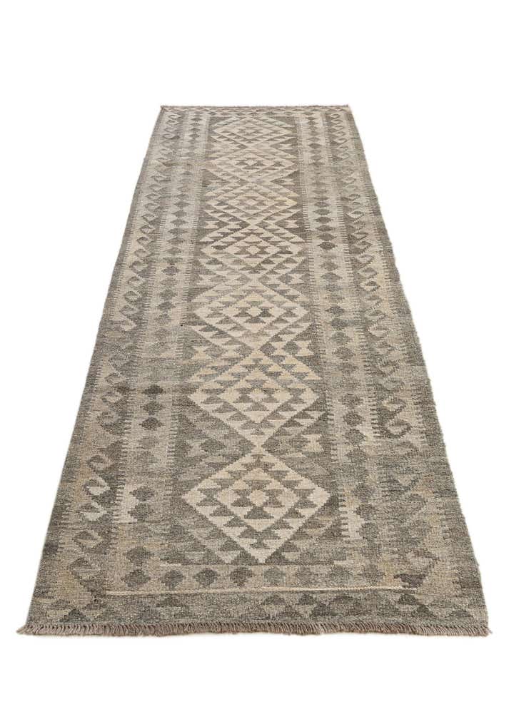 3' 1 x 10' 2 Hand Woven Kilim Maymana Wool Runner Rug