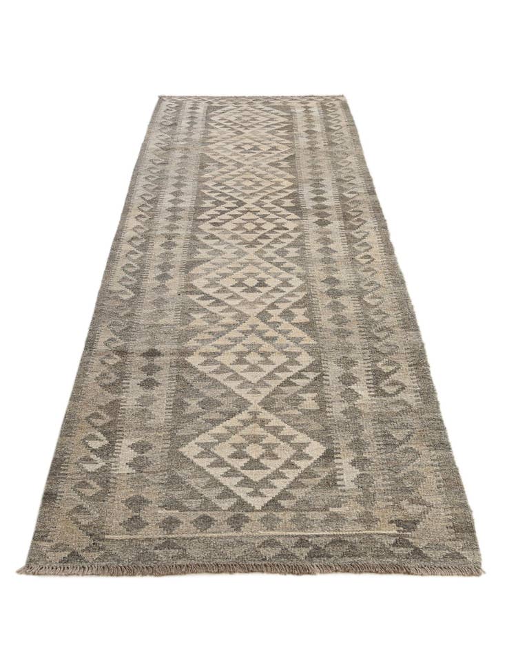 Detail image of 3' 1 x 10' 2 Hand Woven Kilim Maymana Wool Runner Rug
