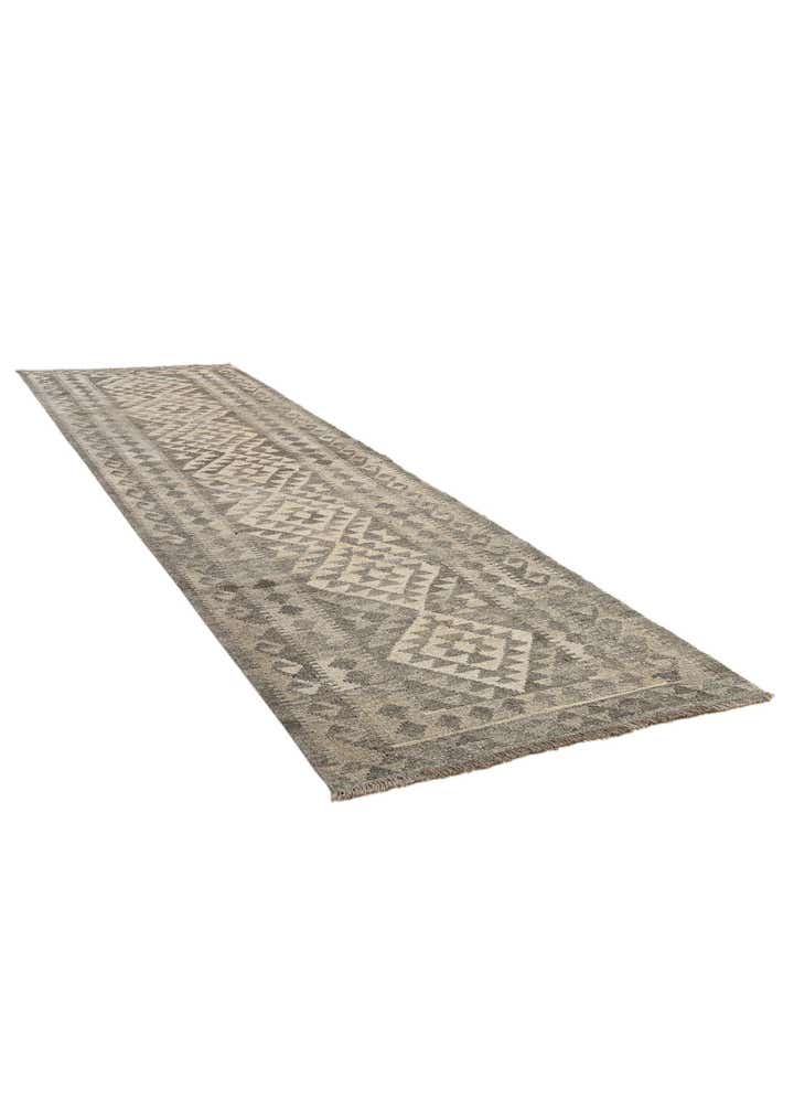3' 1 x 10' 2 Hand Woven Kilim Maymana Wool Runner Rug