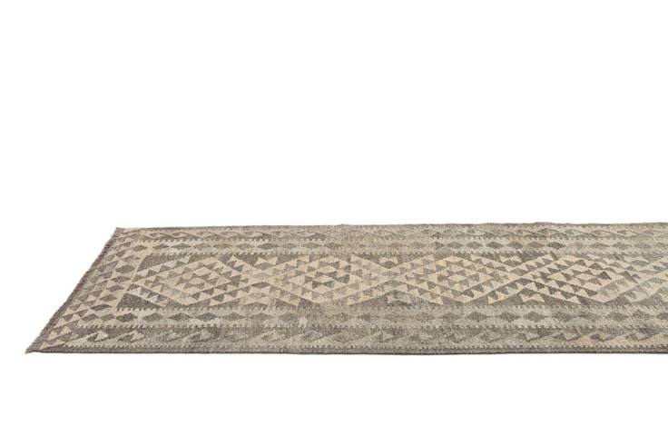 Detail image of 3' 1 x 10' 2 Hand Woven Kilim Maymana Wool Runner Rug