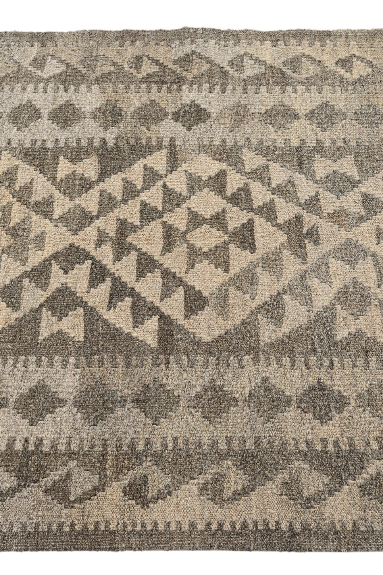 3' 1 x 10' 2 Hand Woven Kilim Maymana Wool Runner Rug
