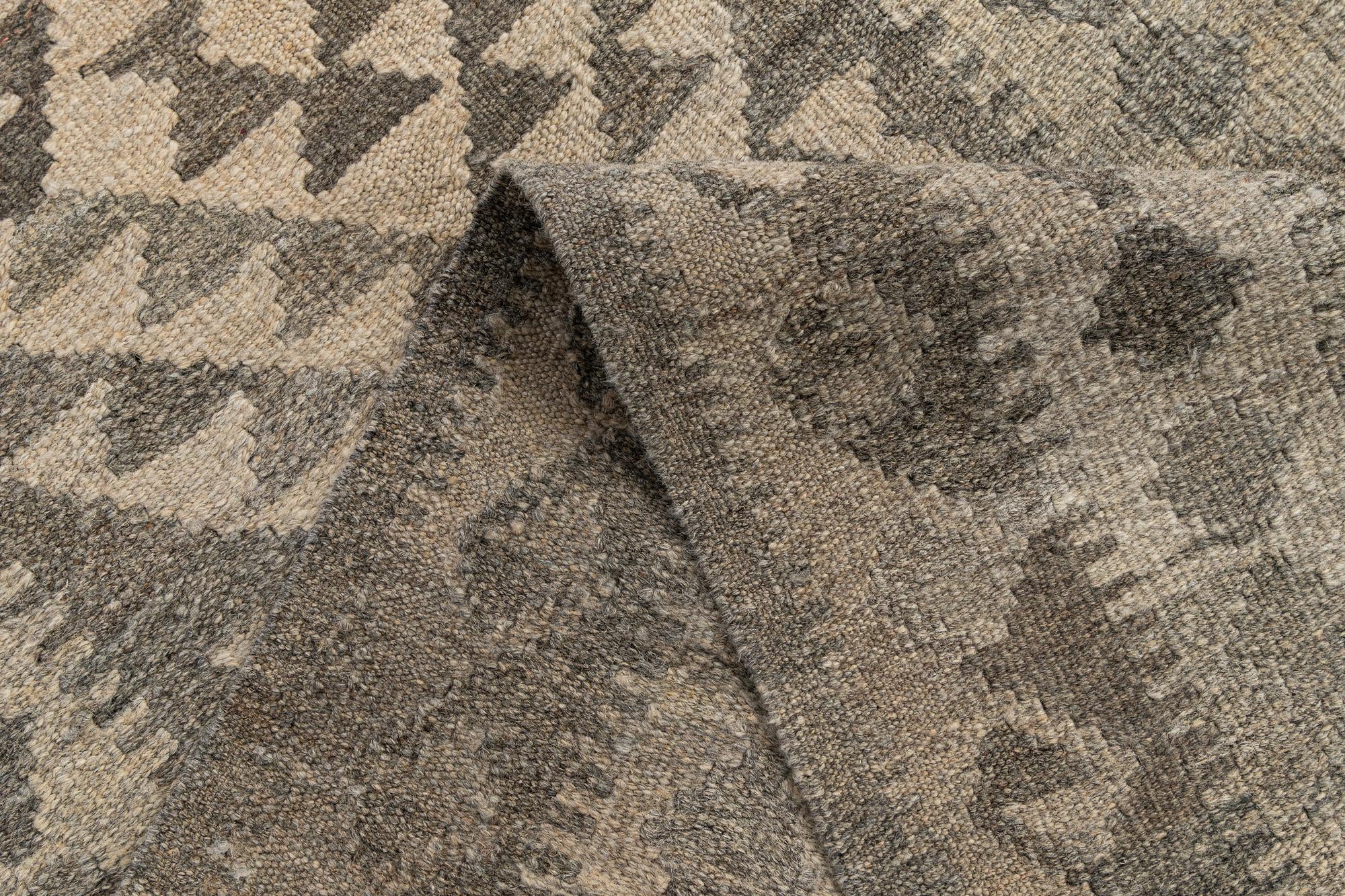 3' 1 x 10' 2 Hand Woven Kilim Maymana Wool Runner Rug