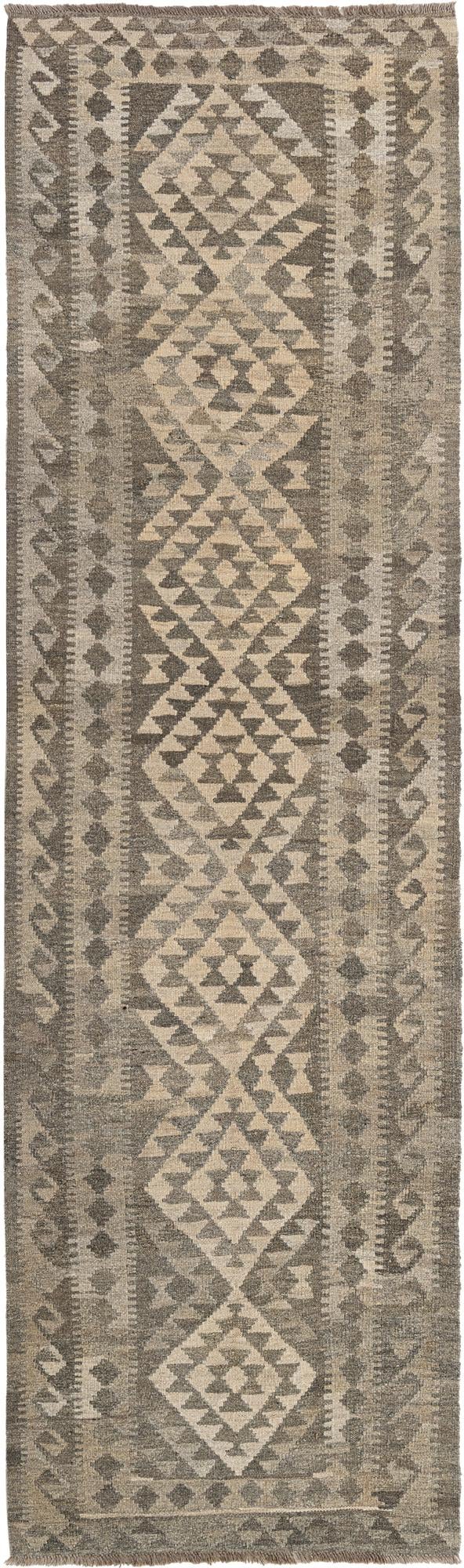 3' 1 x 10' 2 Hand Woven Kilim Maymana Wool Runner Rug