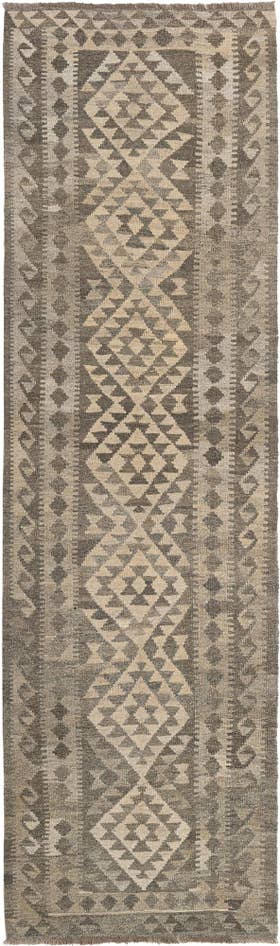 Detail image of 3' 1 x 10' 2 Hand Woven Kilim Maymana Wool Runner Rug