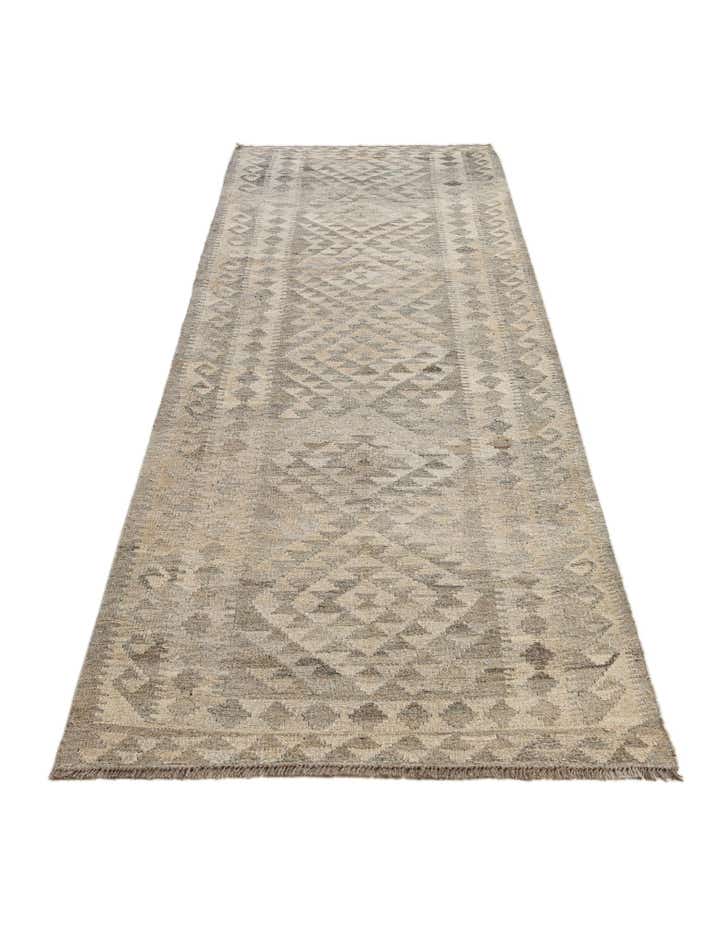 2' 10 x 9' 11 Hand Woven Kilim Maymana Wool Runner Rug