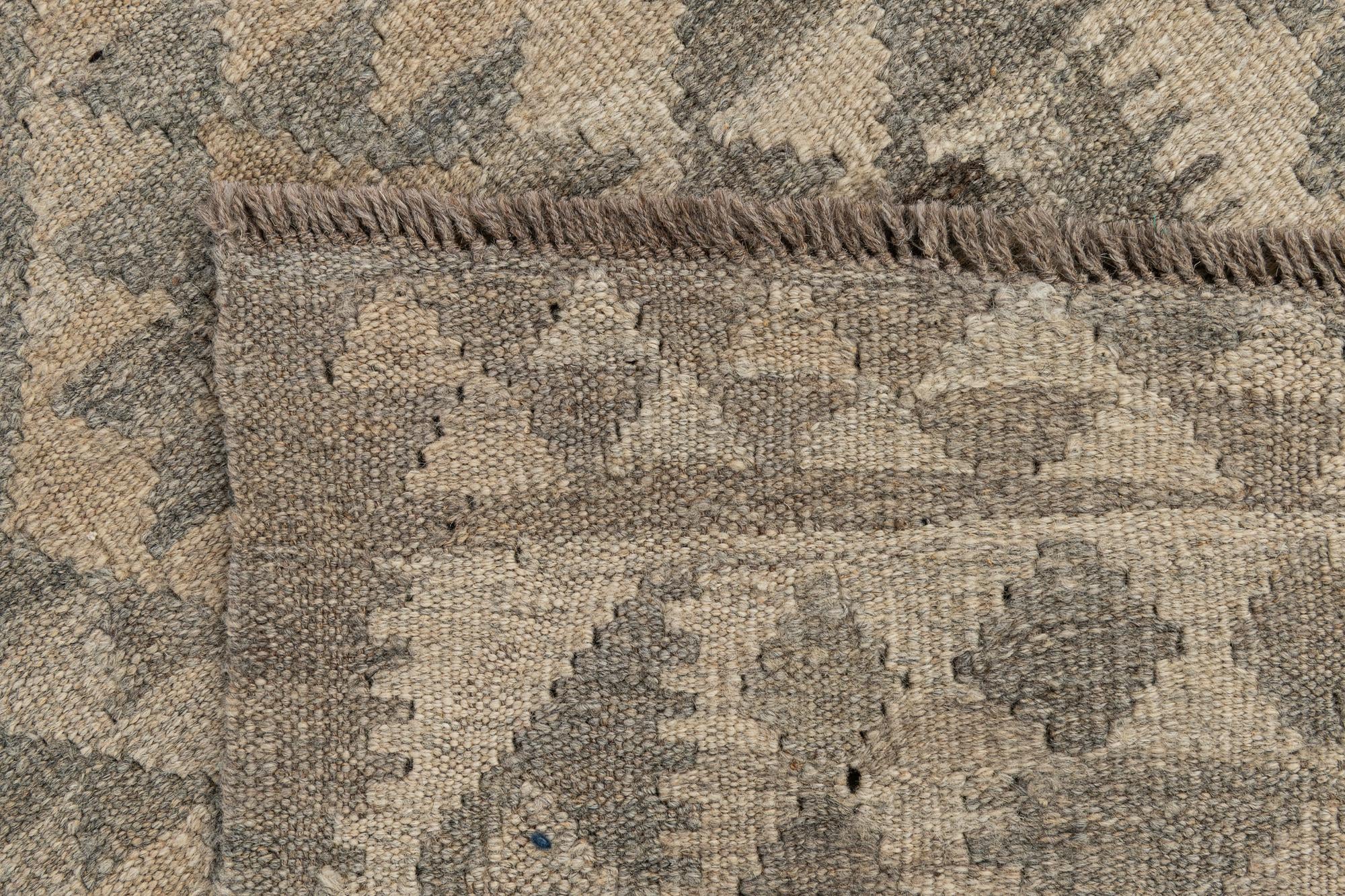 2' 10 x 9' 11 Hand Woven Kilim Maymana Wool Runner Rug