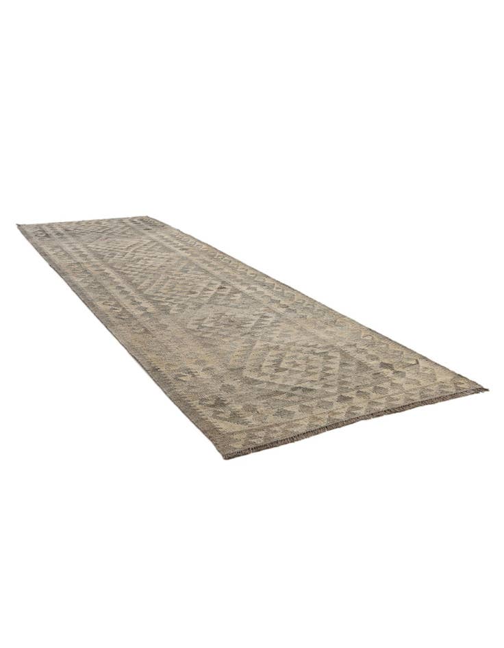 Detail image of 2' 10 x 9' 11 Hand Woven Kilim Maymana Wool Runner Rug