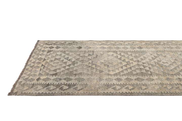 2' 10 x 9' 11 Hand Woven Kilim Maymana Wool Runner Rug