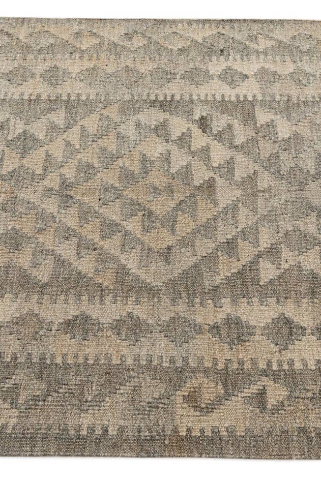 Detail image of 2' 10 x 9' 11 Hand Woven Kilim Maymana Wool Runner Rug