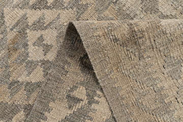 2' 10 x 9' 11 Hand Woven Kilim Maymana Wool Runner Rug