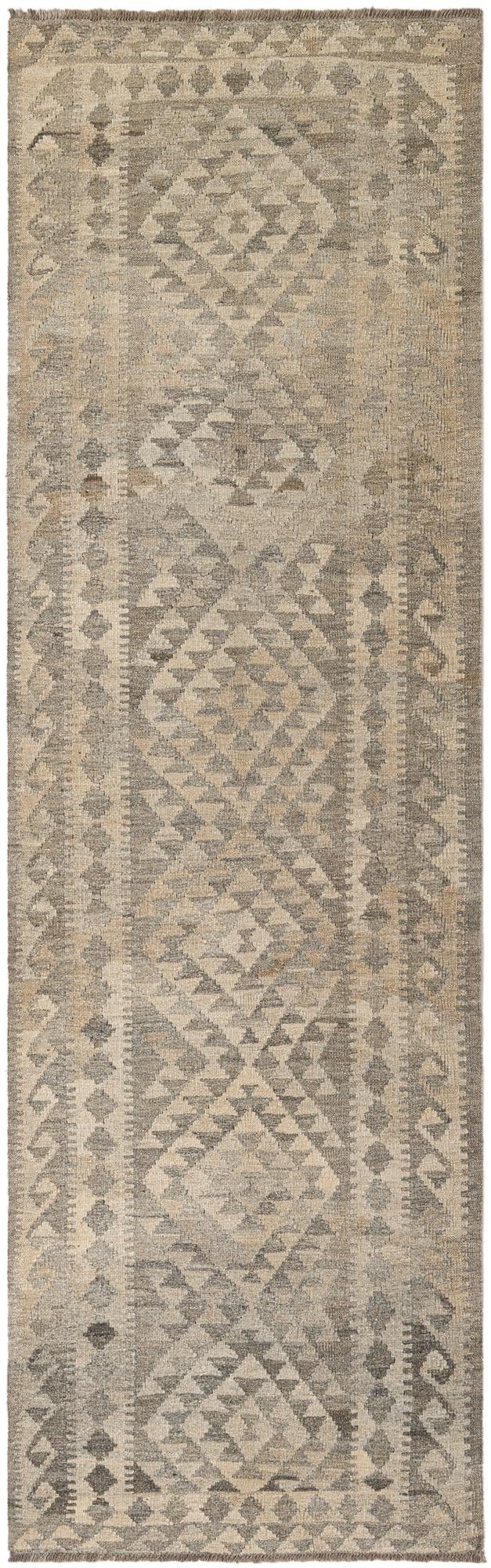 2' 10 x 9' 11 Hand Woven Kilim Maymana Wool Runner Rug