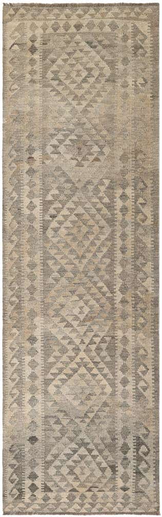 2' 10 x 9' 11 Hand Woven Kilim Maymana Wool Runner Rug