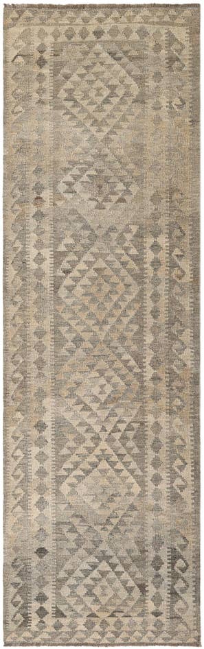 Detail image of 2' 10 x 9' 11 Hand Woven Kilim Maymana Wool Runner Rug