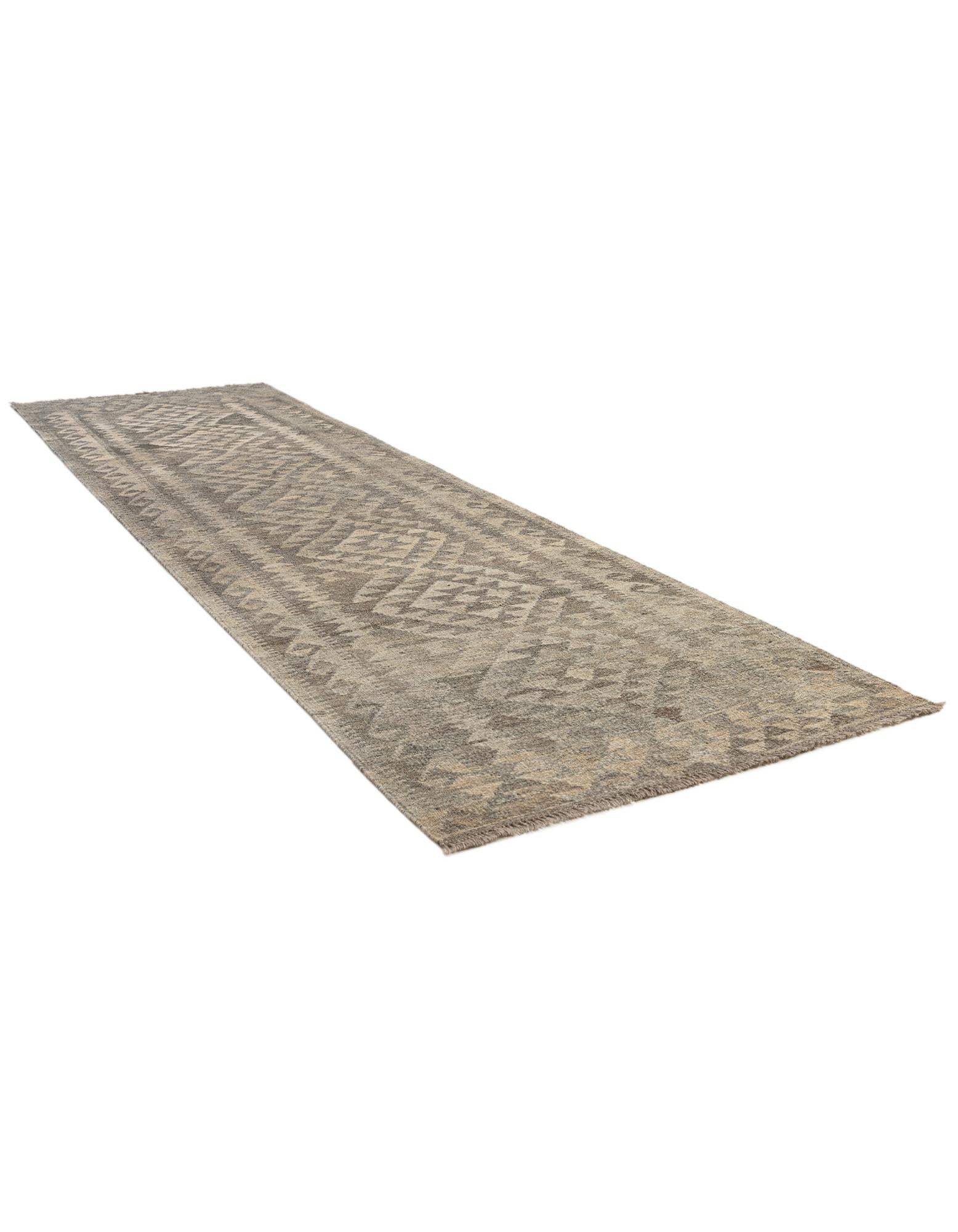 2' 10 x 9' 10 Hand Woven Kilim Maymana Wool Runner Rug