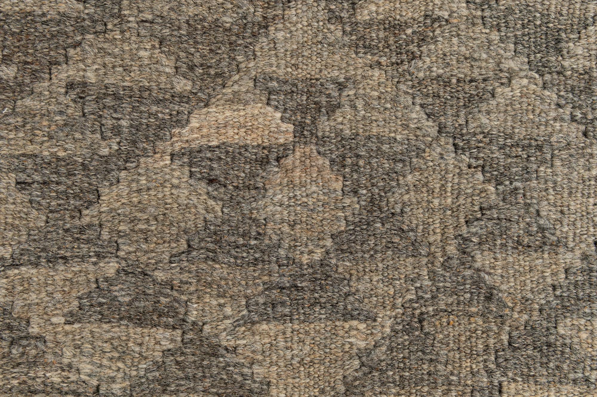 2' 10 x 9' 10 Hand Woven Kilim Maymana Wool Runner Rug