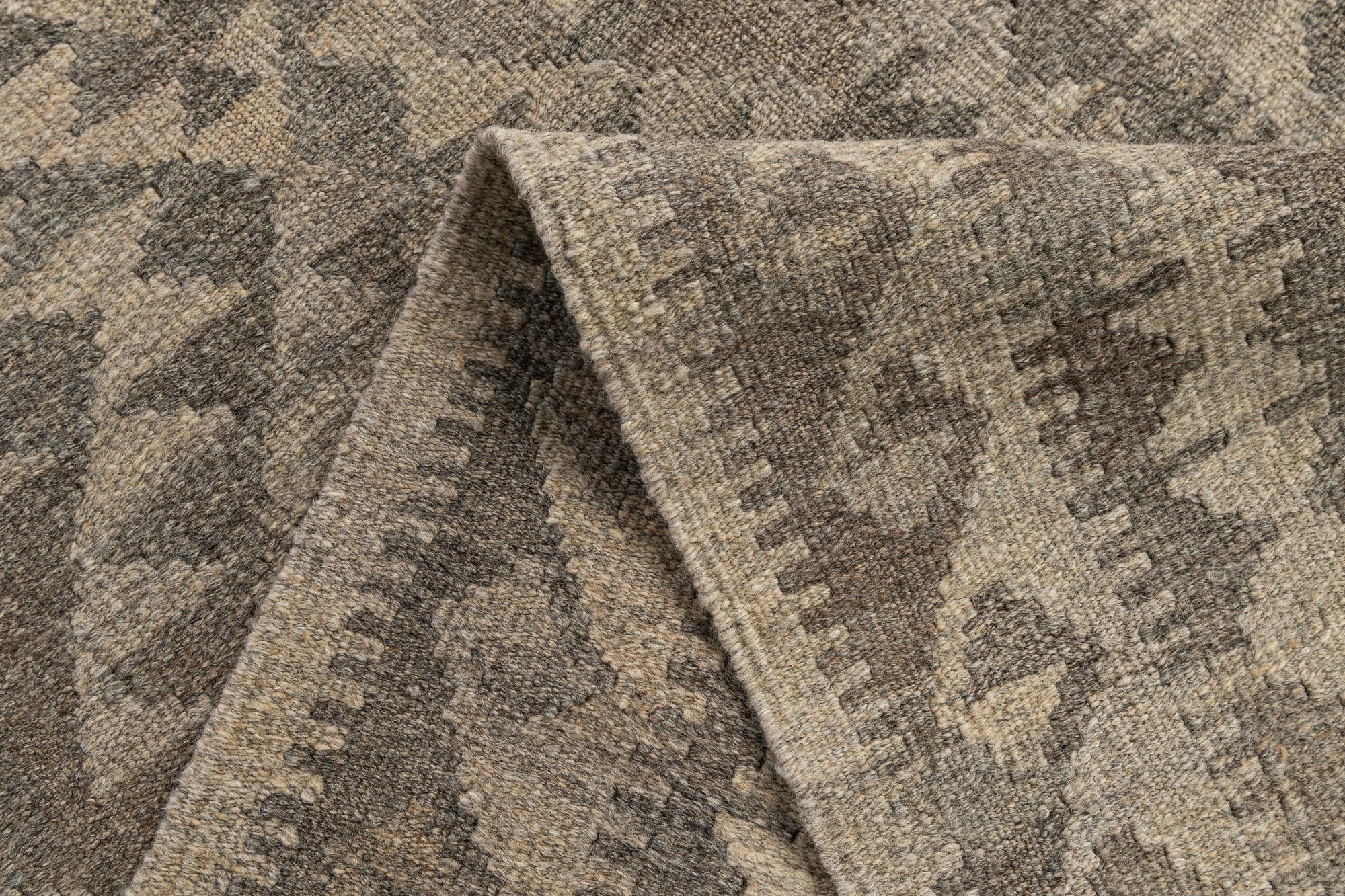 2' 10 x 9' 10 Hand Woven Kilim Maymana Wool Runner Rug