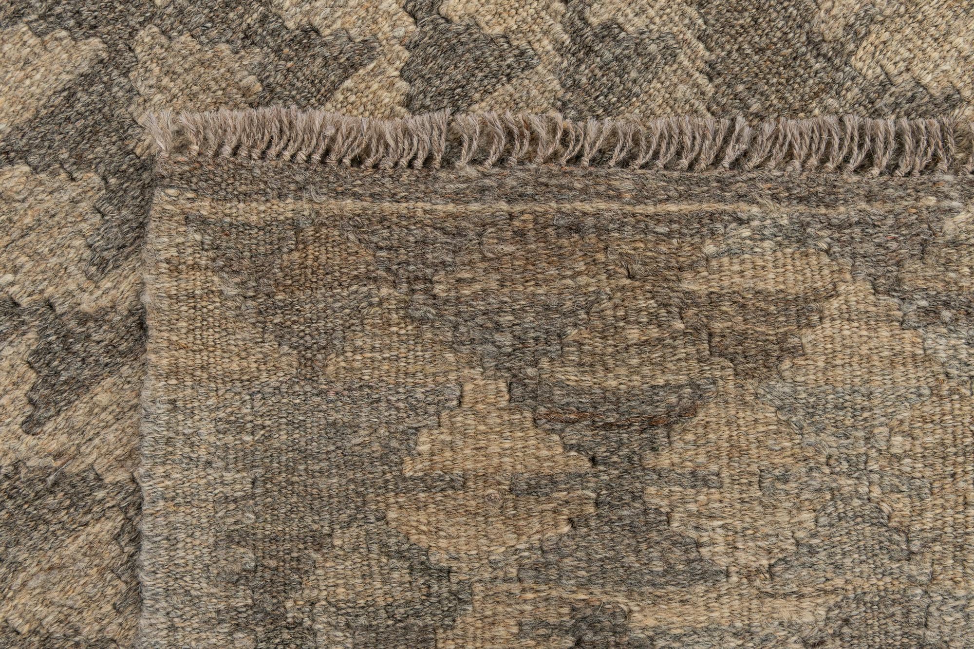 2' 10 x 9' 10 Hand Woven Kilim Maymana Wool Runner Rug