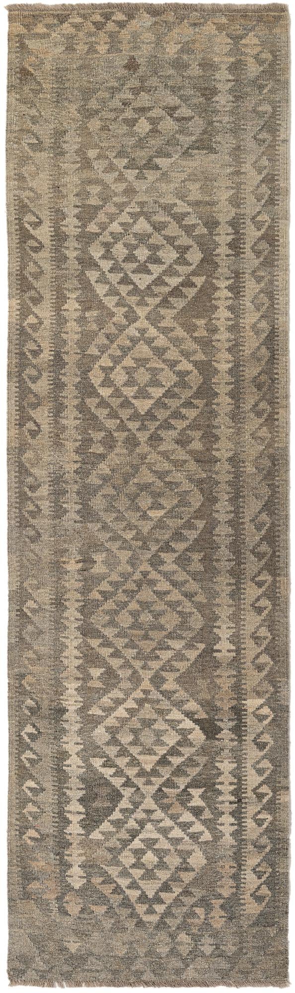 2' 10 x 9' 10 Hand Woven Kilim Maymana Wool Runner Rug