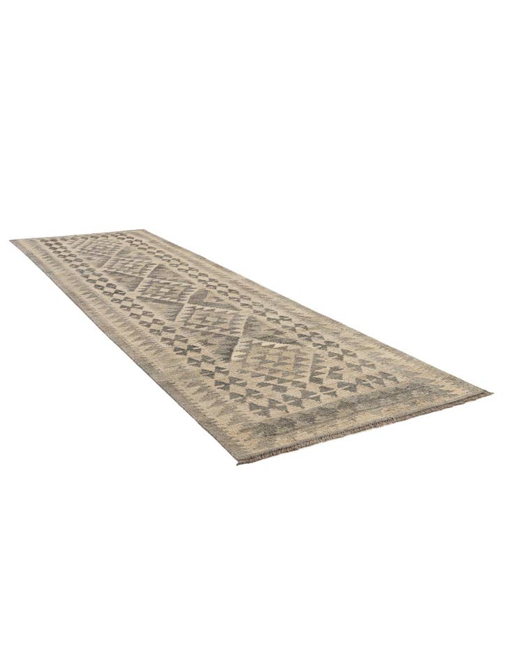 Detail image of 2' 10 x 9' 8  Hand Woven Kilim Maymana Wool Runner Rug