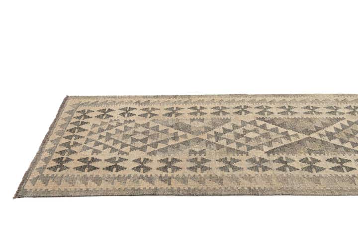 2' 10 x 9' 8 Hand Woven Kilim Maymana Wool Runner Rug