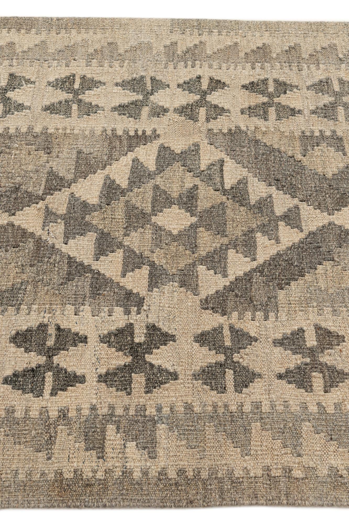 2' 10 x 9' 8 Hand Woven Kilim Maymana Wool Runner Rug