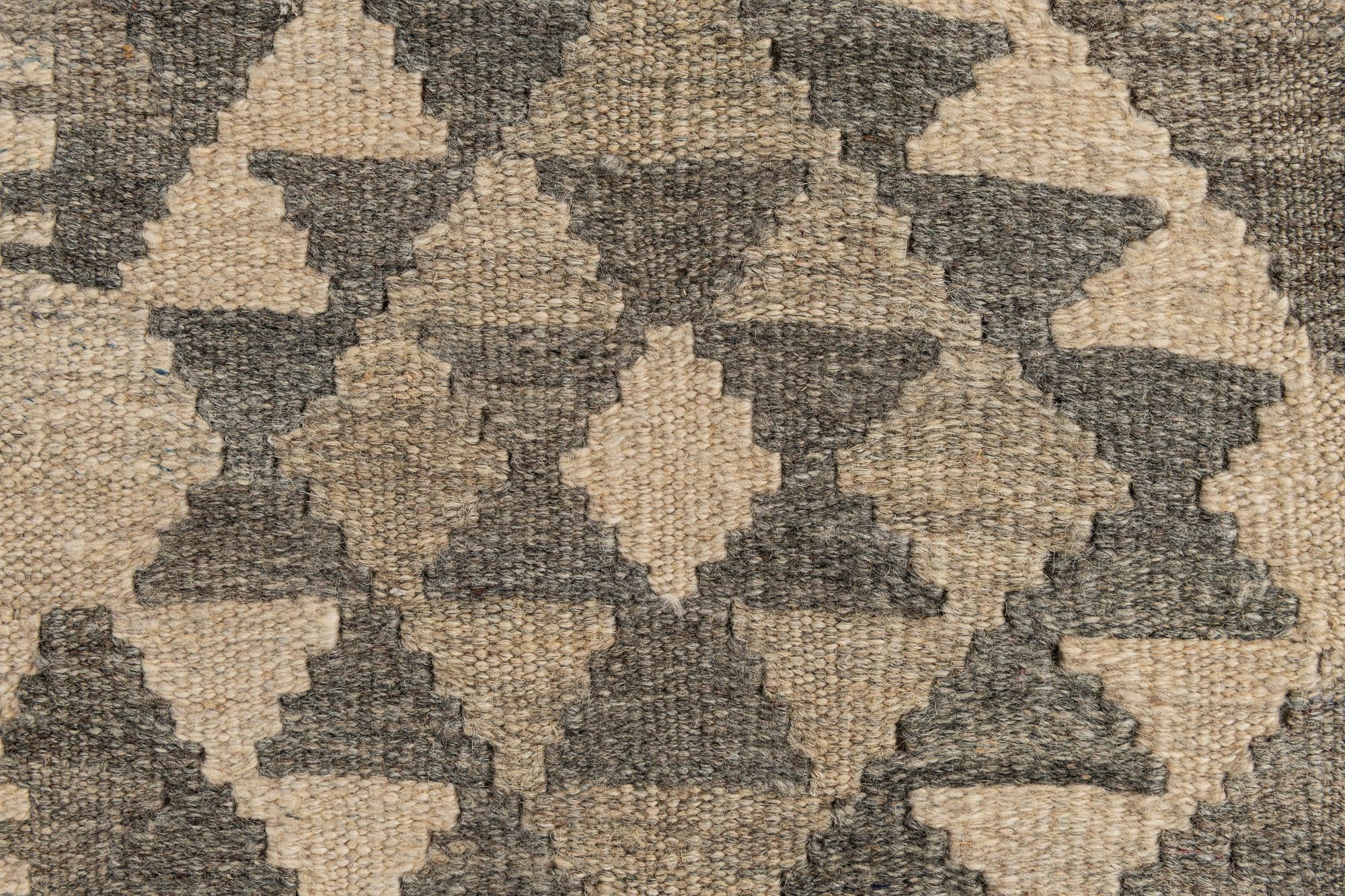 2' 10 x 9' 8 Hand Woven Kilim Maymana Wool Runner Rug