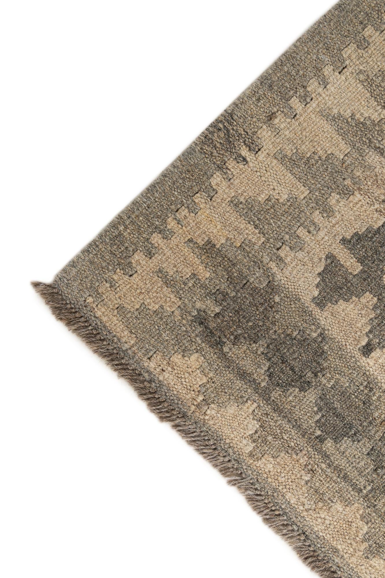 2' 10 x 9' 8 Hand Woven Kilim Maymana Wool Runner Rug