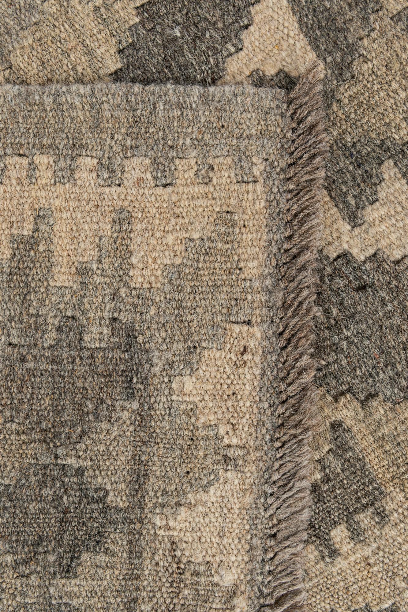 2' 10 x 9' 8 Hand Woven Kilim Maymana Wool Runner Rug