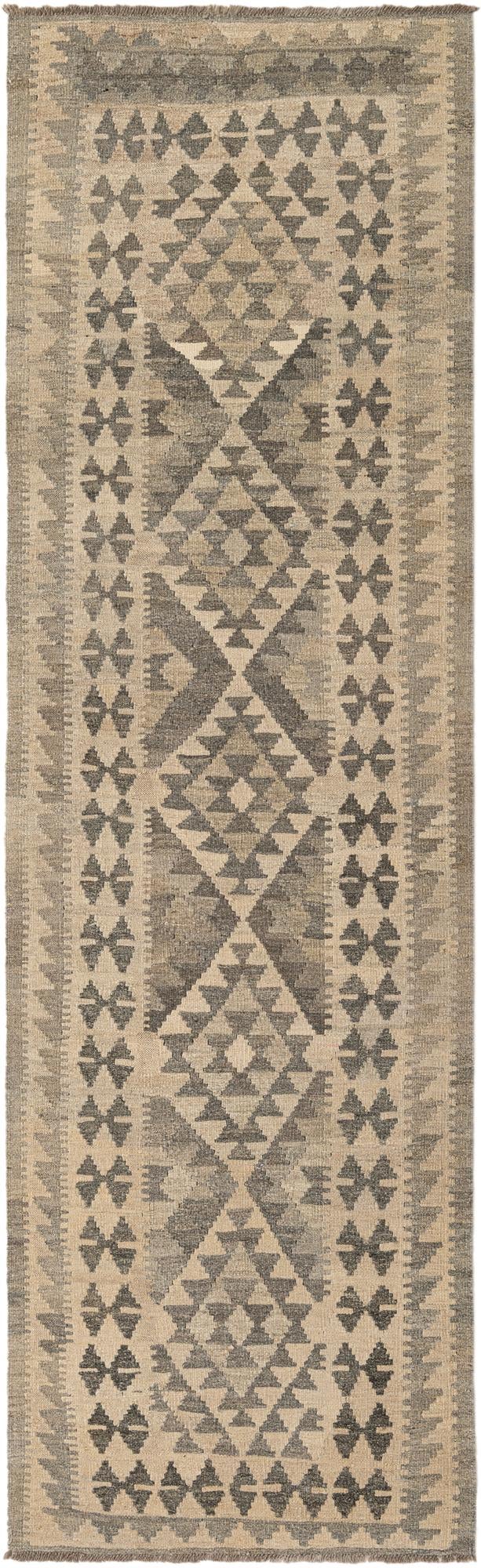 2' 10 x 9' 8 Hand Woven Kilim Maymana Wool Runner Rug