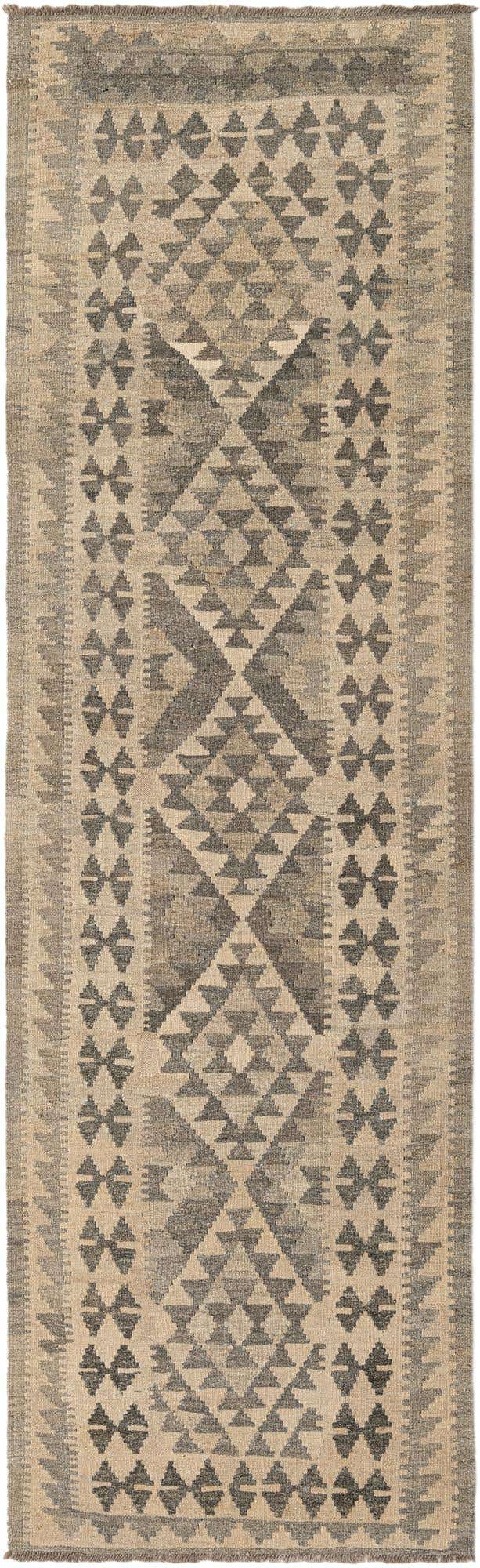 2' 10 x 9' 8 Hand Woven Kilim Maymana Wool Runner Rug