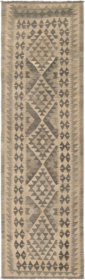 Detail image of 2' 10 x 9' 8 Hand Woven Kilim Maymana Wool Runner Rug
