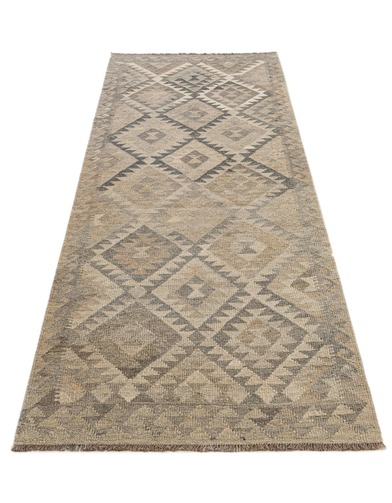 2' 11 x 9' 7 Hand Knotted Kilim Maymana Wool Runner Rug